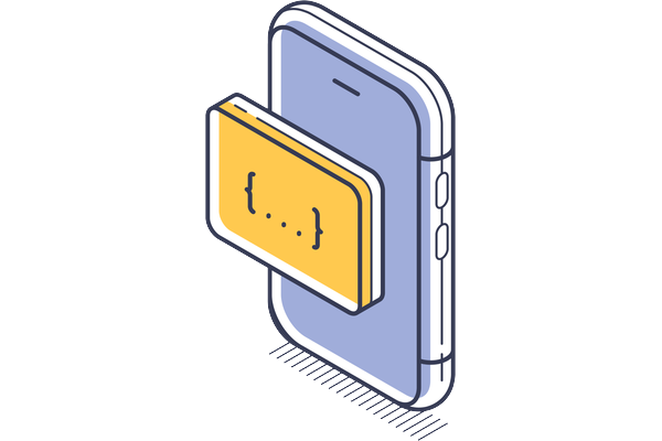 Mobile app development graphic for iOS and Android